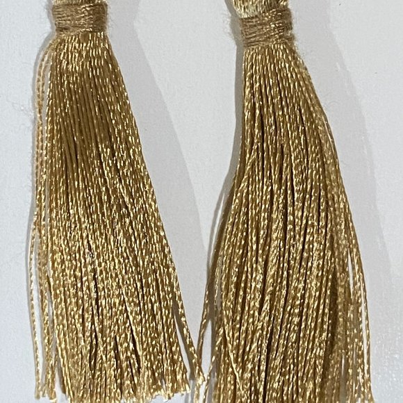Gold/Tan Tassel Earrings - Picture 3 of 6